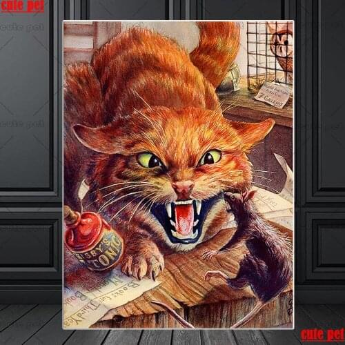 Needlework Patterns Cat and mouse Diy 5d Diamond Painting CrossStitch New 2020 Diamond Embroidery Rhinestone animal mosaic gifts