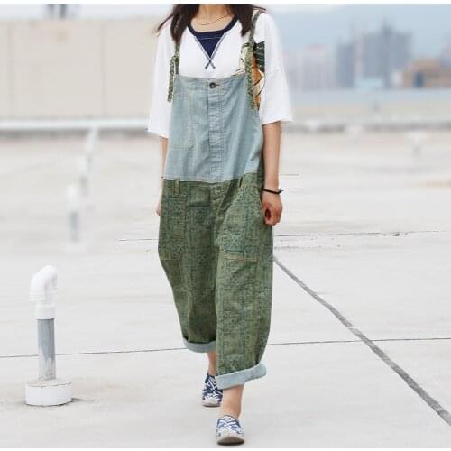 Women Patchwork Big size Jumpsuits Ladies 2021 Plus Size Fashion Overalls Splcing Pants Trousers Female Loose Pants Print