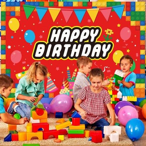 Custom Colorful Building Blocks Birthday Party Backdrop Photography Background for Baby Cake Table Decorations Photo Backdrop
