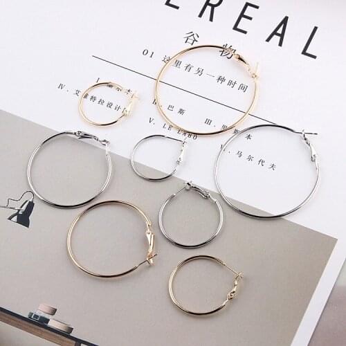 Kc Gold White K Plated Round Loop Circle Eardrop Simple Diy Earring Handmade Material Jewelry Components 6pcs