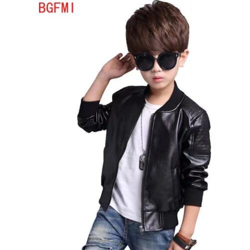 Boy Outerwear New Spring Fall Black PU Jacket Kid Warm Simier Coat Boys Girls Soft Comfortable Outerwear 2-12 Yrs Kids Jackets
