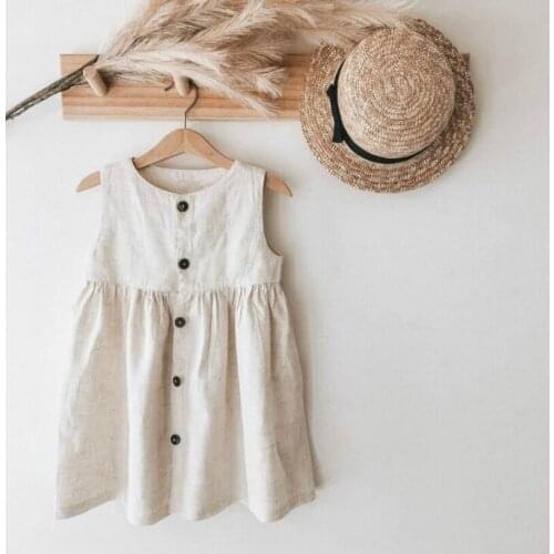 Summer Baby Girls Dresses 2020 Japan Kids Girl Dress Linen Spring Clothes Ruffles Princess Toddler Baby Girl Clothing