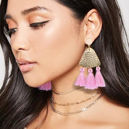 Fashion Fringed Earrings Golden Plated Geometric Tassel Dangle Earrings Bohemian Jewelry for Women Gifts