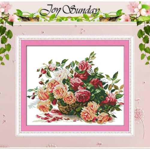 A basket of roses Counted Cross Stitch 11CT 14CT Cross Stitch Set Wholesale flower Cross-stitch Kit Embroidery Needlework