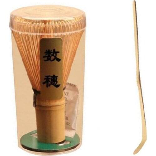 Pack of Bamboo Whisk Chasen Brush Tool for Green Tea Powder Matcha with Scoop Kit for Tea Lover