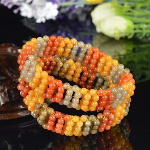 Natural Xinjiang Golden Silk Jade Multicycle Bracelet Charm Jewellery Fashion Handmade Man Woman Luck Gifts Amulet New