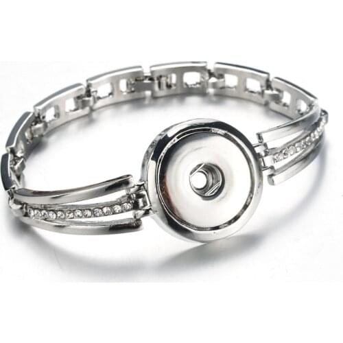 New Fashion Hollow Rhinestone Snap Bracelet Bangle 22CM Fit Boom Life 18MM Snap Button Jewelry 9481