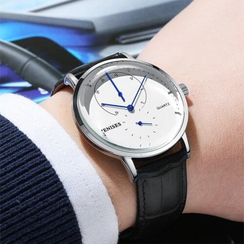 New Popular Belos Mens Arc Mirror Quartz Mens Watch Simple Waterproof Watch Business Leisure Watch Trend Gift Wrist Watch