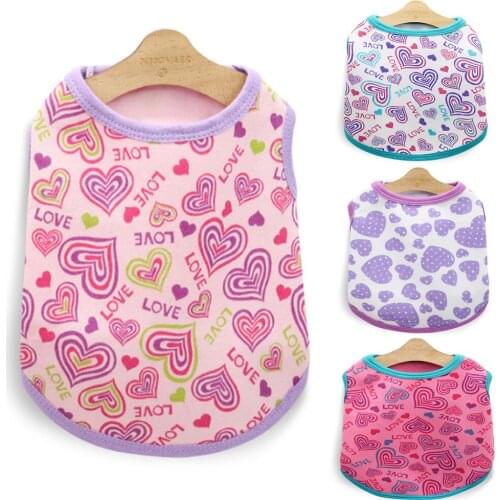 Puppy Clothes New Close-fitting and Comfortable Love Pattern T-shirt Fleece Vest Breathable Shirt Short-Sleeved Pet Clothing