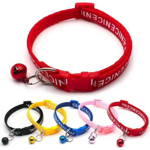 Adjustable Polyester Buckle Cat Collar Cartoon Dog Cat Collars with Bell Pet Supplies Accessories Collar Small Dog Chihuahua