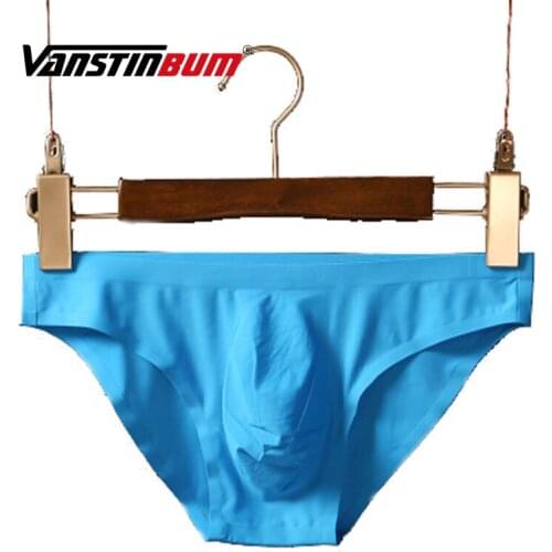 Sexy Mens Low Waist Briefs Ice Silk Smooth Underwear Fashion Male Breathable Seamless Bikini Bulge U Pouch Sleepwear Panties