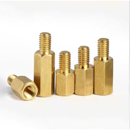 Thread M3*L+6mm Hex Brass Standoff Spacer Screw Pillar PCB Computer PC Motherboard Female Male Standoff Spacer M3Hexagonal Brass