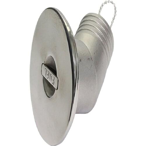 Heavy Duty Angled Neck Boat Deck Fuel Filler with Keyless Cap for Yacht Caravan RV, 316 Stainless Steel (2 Inch/50mm)