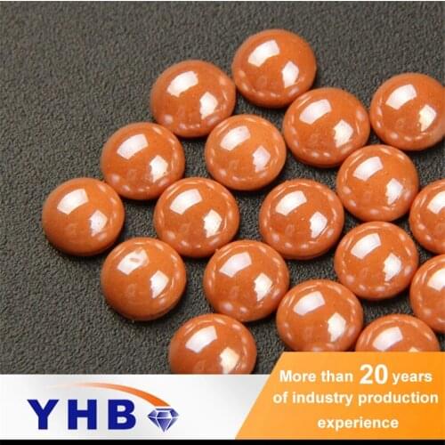 YHB Lt.Brown Ceramic Half Round Flatback Pearl Beads Hotfix Good Polished for DIY Nail Art Furniture Accessory