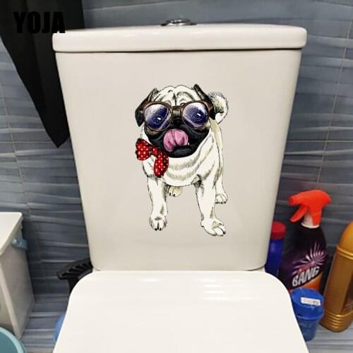 YOJA 15.2×24.8CM Cute Pug Creative Cartoon Home Bedroom Wall Stickers Mural Toilet WC Accessories T1-3064