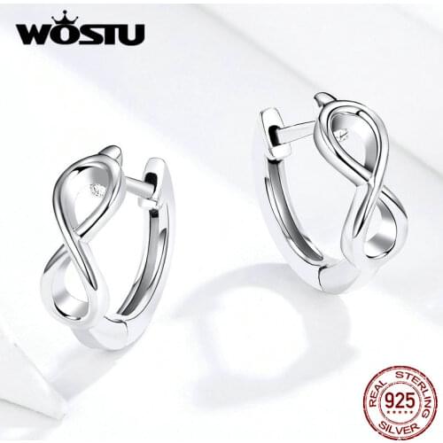 WOSTU 2019 New 100% Real 925 Sterling Silver Infinite Love Stud Earrings For Women Making Silver Earrings Gift FIE743