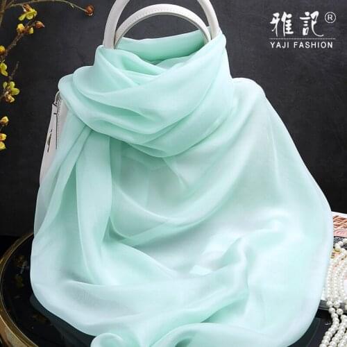 100% Real Silk Scarf Women Natural Silk chiffon Scarf Green Foulard Femme Hangzhou Silk Shawls Wraps for Ladies Solid