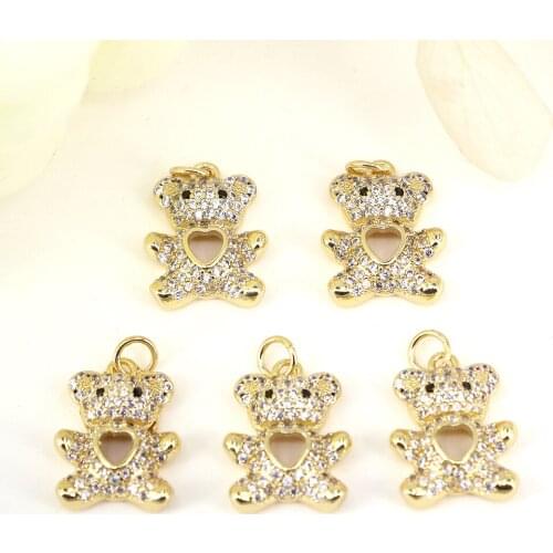 10PCS, Fashion Metal CZ Zircon Cute Animal Bracelet Charms Necklace Pendant Women Fashion Jewelry Making Accessories