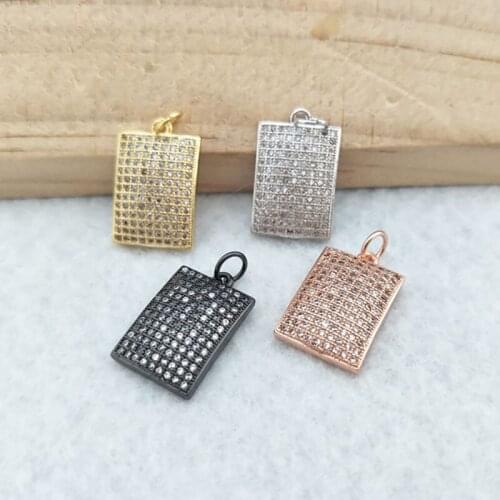 10 Pieces Tiny CZ crystal Rectangle shaped Pendant CZ zircon Stone pave Pendant,Jewelry Finding DIY necklace PD808