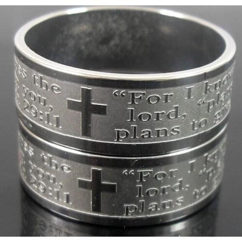 100x Silver ETCHED Jeremiah 29:11 band Rings Mens Bible Prayer Cross Jesus Stainless Steel Rings Wholesale Jewelry Lots