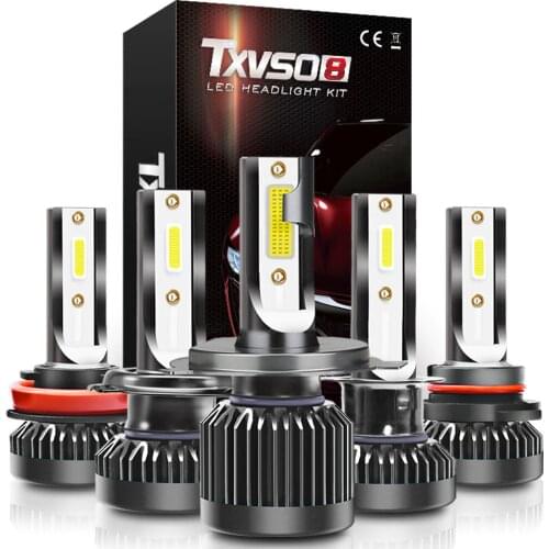 TXVSO8 2PCS Canbus Car Headlights Bulb LED H4 H7 H1 H8 H9 H11 H27 HB3 HB4 9005 9006 8000Lm COB 6000K 80W Auto Fog Light