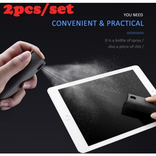 2 In 1 Phone Screen Cleaner Spray Cleaning Brush Portable Tablet PC Mobile Screen Dust Removal Microfiber Cloth Clean Artifact