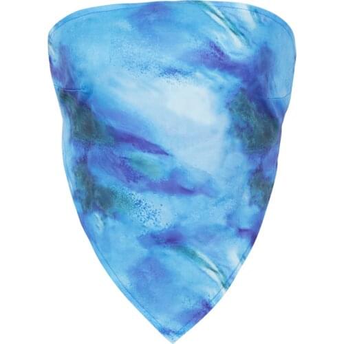 2021 Hirgin Womens Fashion Casual Bandeau Crop Tops, Sexy Sleeveless Strapless Tie Dye Print Hanky Hem Tube Tops