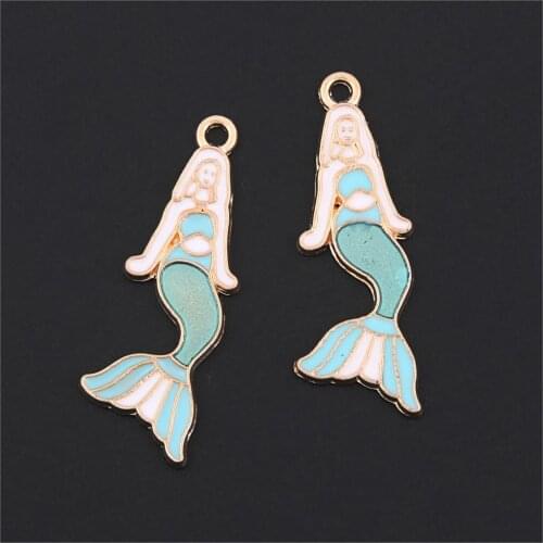 3Pcs Silver Color Enamel Sea Mermaid Charms Ocean Summer Pendant Finding Choke Earrings Jewelry Wholesales 33x10mm A3162