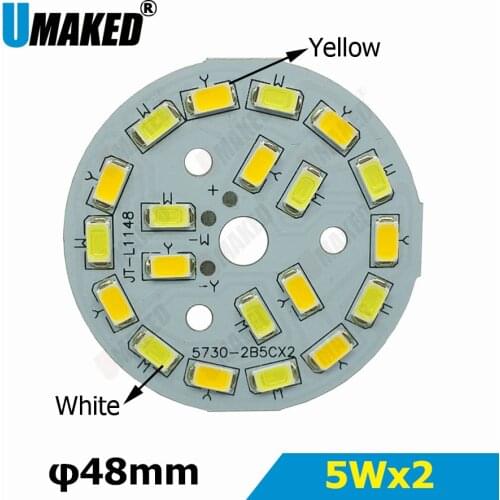 5Wx2 Warm/Cold White two color in one PCB 48mm 5730 SMD Light Board Led Lamp Panel For Ceiling PCB With LED diy for downlight