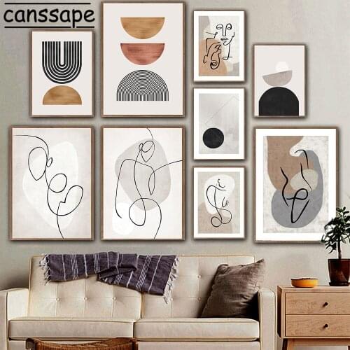 Abstract Canvas Art Poster Line Body Painting Geometry Wall Art Print Nordic Posters Modern Wall Pictures For Living Room Decor