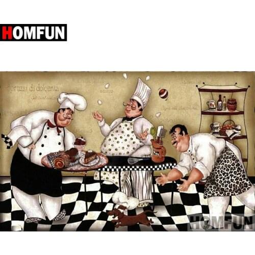 HOMFUN Full Square/Round Drill 5D DIY Diamond Painting "Cartoon chef" Embroidery Cross Stitch 5D Home Decor Gift A08800