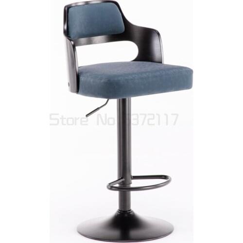 Bar stool modern simple bar chair solid wood lifting and rotating high foot bar chair