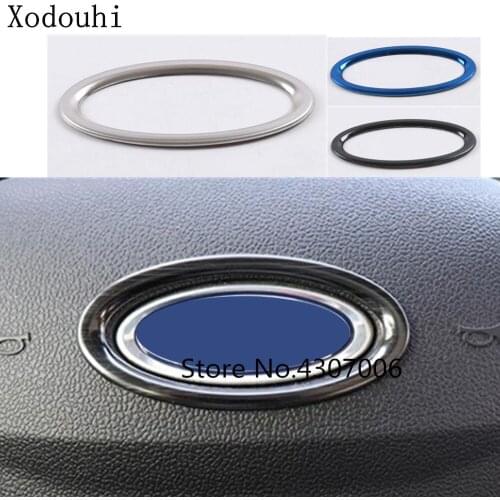 Car stick styling cover Stainless steel middle ring round Steering wheel Interior Kit Trim frame For Ford Focus 2018 2019 2020