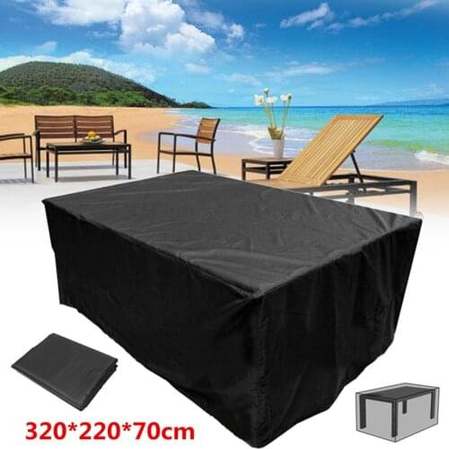 Outdoor Garden Furniture Rain Cover Waterproof Polyester Wicker Sofa Protection Set Patio Rain Snow Dustproof Cover Black