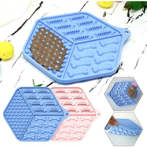 Pet Dog Feeding Slow Food Bowl Grooming Slow Treat Dispensing Mat Fish Bone Shape Feed Plate Silicone Dog Lick Pad Dog Supplies