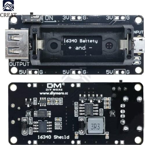 1Pcs 16340 Rechargeable Lithium Battery Charger Shield Board ESP8266 ESP32 2 Double Power Bank Module For Arduino R3 ONE