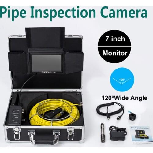 20M Cable 23MM Camera Head Pipe Drain Sewer Inspection Endoscope Camera 7'' TFT LCD IP68 Waterproof 12V 4500mAh Battery