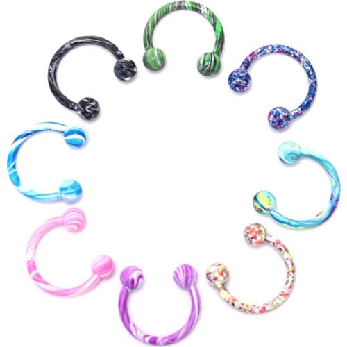 8Pcs/Set Stainless Steel Lip Nose Hoop Balls Body Piercing Jewelry Horseshoe Bar Ear Ring Belly Button Femme 3 Styles