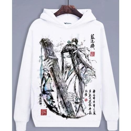 Anime Mo Dao Zu Shi Cosplay Costume The Untamed Wei Wuxian Cosplay Lan Wangji Hoodies Sweatshirts MDZS White hooded hoodie CS447