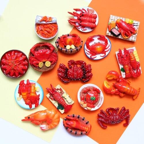 Creative personality 3D lobster crab cute food magnetic refrigerator fridge magnet sticker room home decoration collection gift