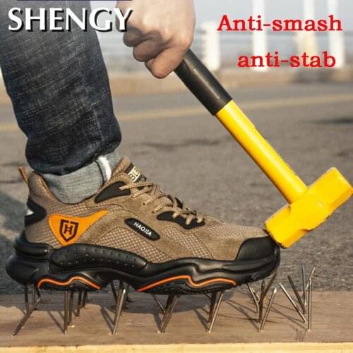 2020 Men Shoes Sneakers Steel Toe Outdoor Safety Work Shoes Men Lightweight Breathable Antipiercing NonSlip Protective Footwear