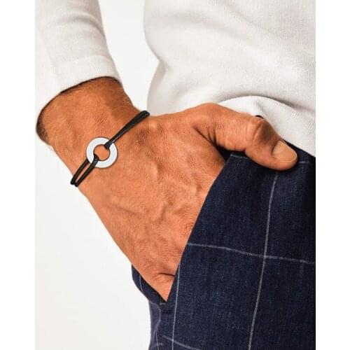 Men Bracelet, Stainless Steel Karma Bracelets, Circle Loop Rope Friendship Brazalets for Mens Womens Jewelrys