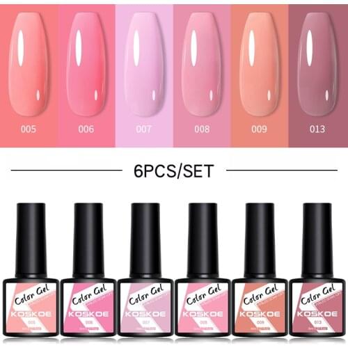 KOSKOE 2/4/5/6Pcs Gel Nail Polish Set Hybrid Glitter Vernis Semi Permanent Base Top Coat UV LED Nail Art Gel Polish Set Nail Kit