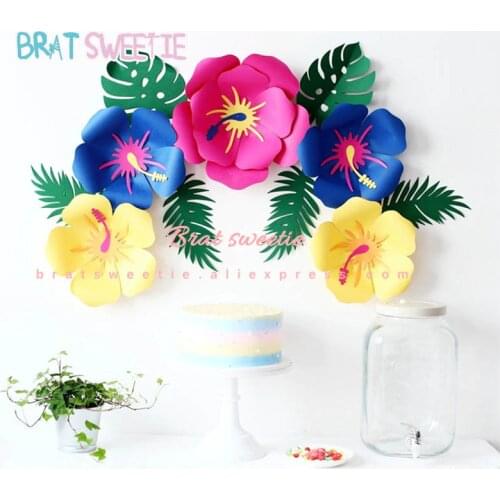 Flamingo Party DIY Fake Paper Flower Artificial Flowers Set for Summer Hawaiian Birthday Wall Wedding Decorations Party Supplies