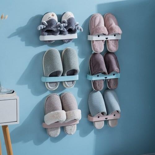 Wall Mounted Shoes Rack Holder Home Shoe Shelf Holder Storage Organizer Sticky Hanging Door Shoe Hanger for Bathroom Living Room
