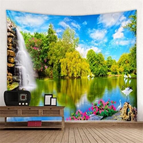 Home Natural Scenery Art Mandala Printed Polyester Tapestry Wall Hanging for Decorate Home Living Room Bedroom Office Wall Decor