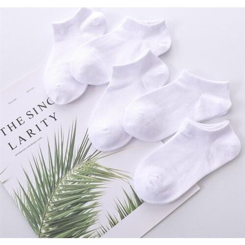 5 Pairs/lot 1 to 12 Years Summer Solid White Cotton Socks For Children Socks Spring No-show Low Cut Socks Boys Girls Boat Socks