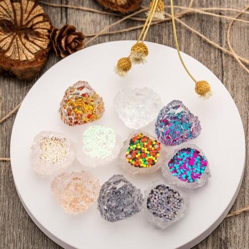 New style 50pcs/lot color glitter decoration geometry irregular polygon shape Resin charms diy jewelry earrings pendants