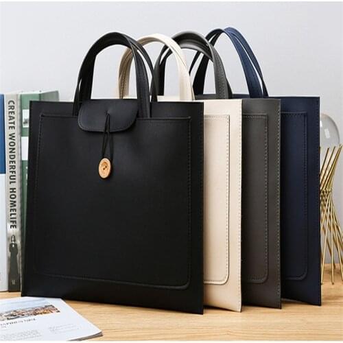 Solid PU Leather Handbag Women Fashion Business Briefcase Laptop Bag Simple Casual Lady 2021 Vintage Designer Commuter Tote Bags