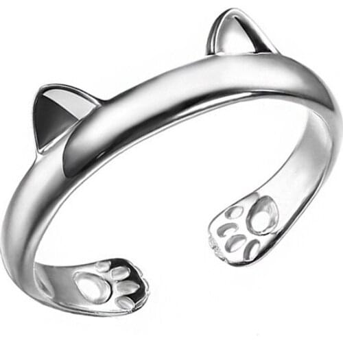 Wholesale 12pcs Plated Cat Ear Rings Design Cute Fashion Jewelry Cat Rings For Women and Girl Gifts Adjustable Charms